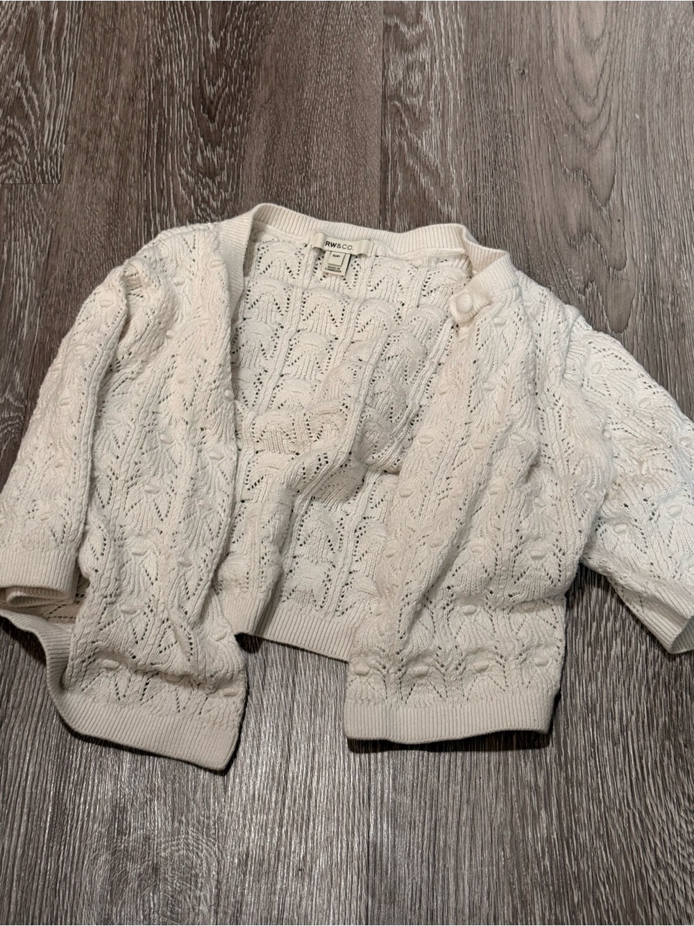 RW & CO. Knit Button-Accent Cardigan - Cream